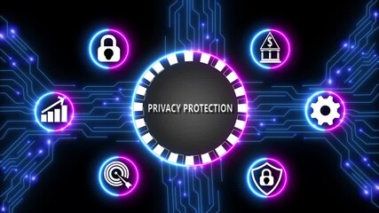 Privacy Protection Concept with Digital Circuitry and Icons for Security Data and Finance data privacy - Powered by Adobe