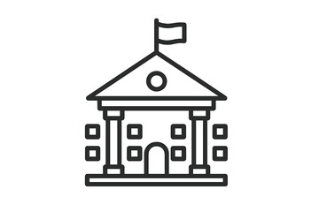 University line icon. School building, college, academy sign. Education symbol. Government, courthouse, finance, bank vector. Classic architecture. Public institution pictogram.