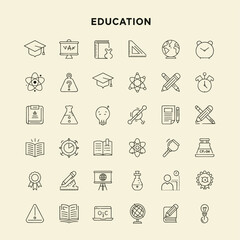 Education outline icon set. School and university vector symbols.