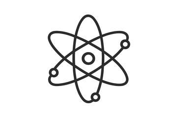 Atom line icon vector. Science symbol. Physics, chemistry, nuclear energy concept. Atomic structure with nucleus and electrons orbit illustration. Tech logo pictogram design.