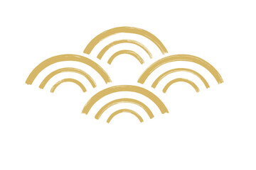 Fototapeta premium Hand-painted gold brush stroke waves pattern seamless vector illustration with transparent background, elegant arch shapes, abstract Japanese wave motif, decorative vector design