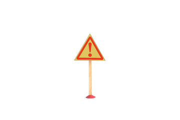 The warning sign is a yellow triangle with a red exclamation mark on a white background, an isolate.