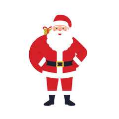 Full body Santa Claus illustration holding a sack of presents