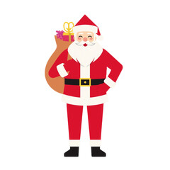 Santa Claus full body illustration with a gift sack