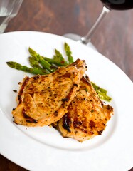 Grilled pork with asparagus