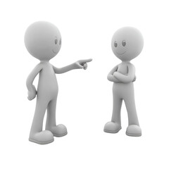 Two 3D Characters in Conversation on Transparent Background