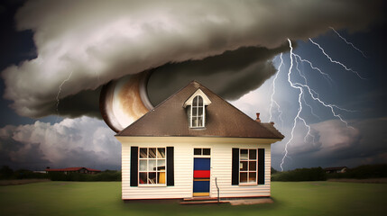Miniature Victorian house swept away by tornado