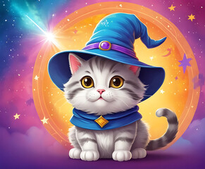 Cute cat kawaii cartoon illustration artwork, detailed feline concept