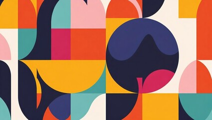 Vibrant Mid Century Modern Geometric Pattern.