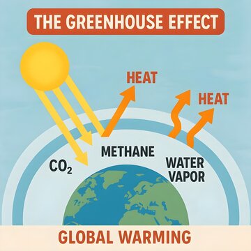 The greenhouse effect occurs when Earth%27s atmosphere traps heat from the sun  leading to global warming. Key gases include CO2  methane  and water vapor  affecting climate change.