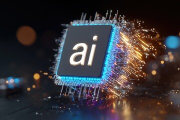 A stylized image of a computer processor chip with the letters "ai" lit up on it