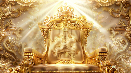 Fototapeta premium Shining Gold Crown and Sculpture in Warm Light