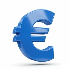 Fototapeta premium Blue Euro Symbol: A vibrant blue euro symbol stands out, casting a subtle shadow. This eye-level shot presents a crisp, glossy, currency illustration that emphasizes a key emblem of global finance.