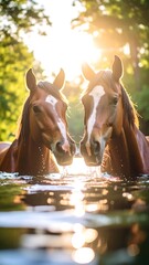 Horses in water
