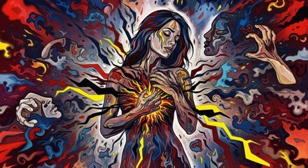 Abstract Digital Art Depicting Emotional Pain and Inner Turmoil