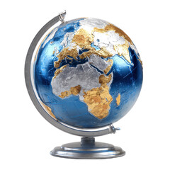Globe on metal stand on transparent background