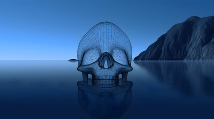 Wireframe Skull Island Wallpaper