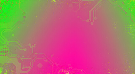 Vibrant circuit board design with pink and green hues, perfect for tech presentations, website backgrounds, and modern digital art projects with a cool, retro vibe
