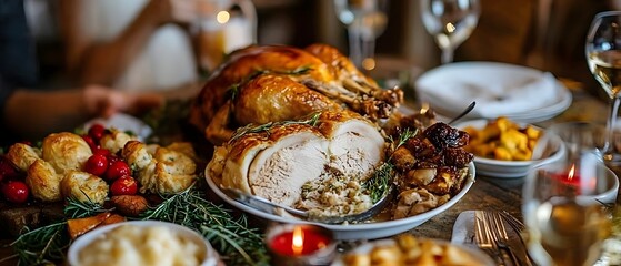Thanksgiving meal close-up.