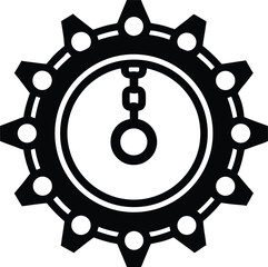 3d metallic machine chain link icon with industrial design