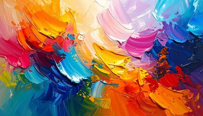 Vivid Impasto Style Colorful Brush Stroke Oil Painting Texture Art