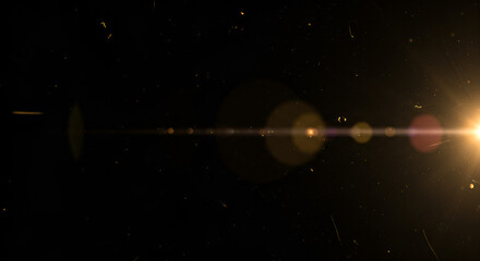 Dramatic lens flare overlay effect with dust and scratches for creative projects