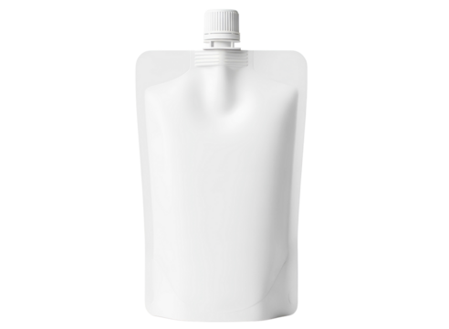 Blank white flexible pouch with screw cap isolated on transparent background - Powered by Adobe