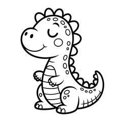 Cute Dinosaur Coloring Page for Kids: Friendly Reptile, Fun, and Imaginative Scene Printable