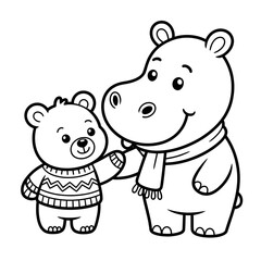 Cute Bear Coloring Page for Kids: Adorable Animal Illustration Printable