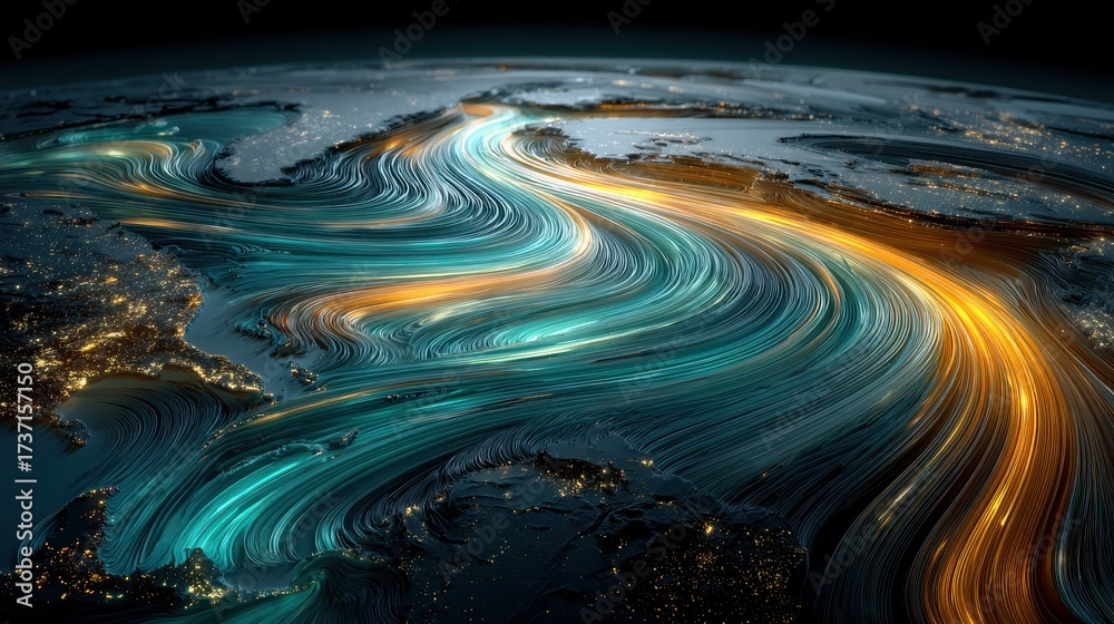 Wall mural abstract representation of weather patterns with vibrant swirls