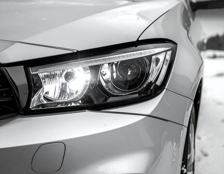 Close-up of a modern car headlight - Powered by Adobe