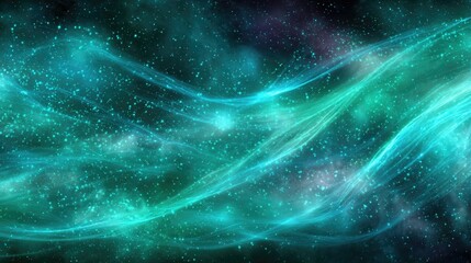 Abstract Cosmic Nebula Background With Glowing Teal Colors