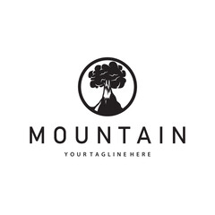 volcano logo black silhouette simple mountains nature illustration template symbol