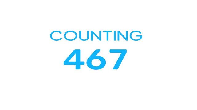Counting number from 0 to 1400 animation. Stopwatch counter number.