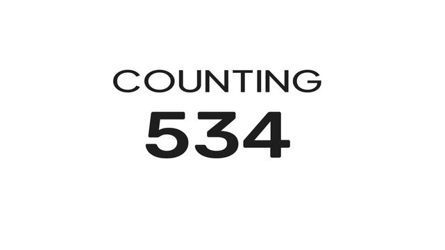 Counting number from 0 to 1600 animation. Stopwatch counter number.