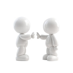 Two 3D Figures High-Fiving on Transparent Background