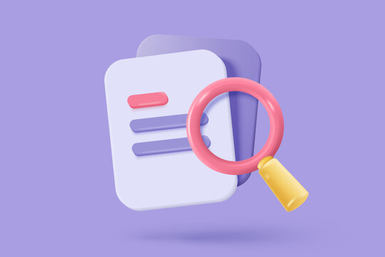 3D media data with video and photo management. Searching image and video files in gallery library. Document management soft database, document form. 3d multimedia file icon vector render illustration