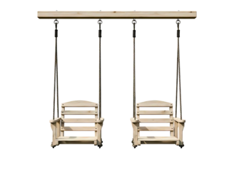 Wooden double swing set isolated on transparent background