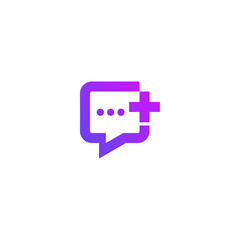 Chat Message with Plus Sign Logo