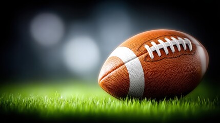 Fototapeta premium Professional American football game scene featuring dynamic player action on outdoor stadium field with vibrant team uniforms intense competition and energetic atmosphere