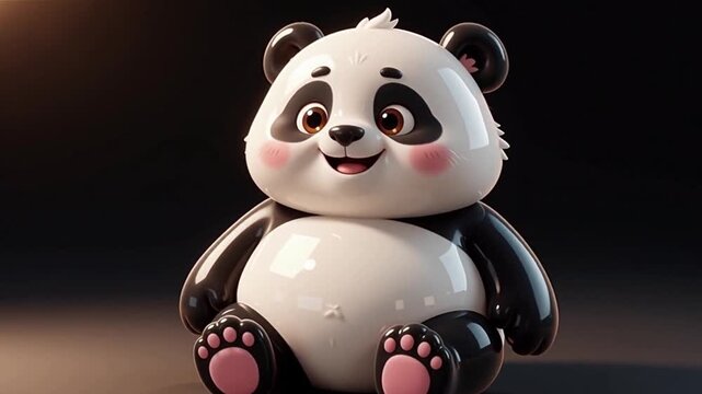 Adorable Panda Bear: A charming and cute panda bear sits and smiles, exuding warmth, with big eyes, rosy cheeks, and a playful expression.