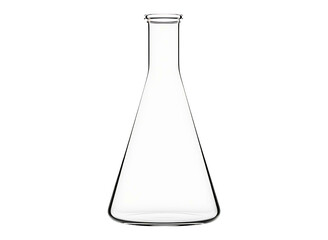 Empty glass erlenmeyer flask for laboratory experiments isolated on transparent background