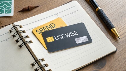 Smart Spending Strategies with Credit Cards on a Notebook and Pen in a Minimalistic Workspace Setting