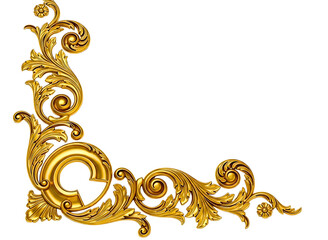 Ornate golden corner flourish design isolated on transparent background