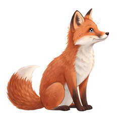 Obraz premium Cute fox sitting isolated on transparent background