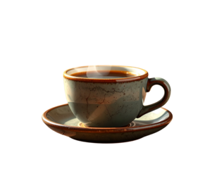 Classic coffee cup on rustic wooden table 