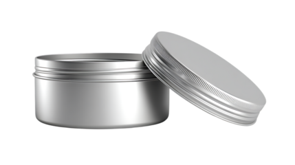 Silver jar isolated on transparent background, a container for storage and preservation