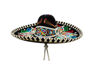 Colorful mexican sombrero hat isolated on transparent background