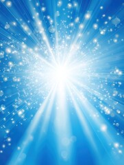 Naklejka premium Bright Blue Light Bursts With Sparkling Particles Illuminating a Serene Background During a Vibrant Daytime Scene