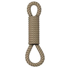 Thick braided rope forming a noose knot with two loops isolated on a transparent background image